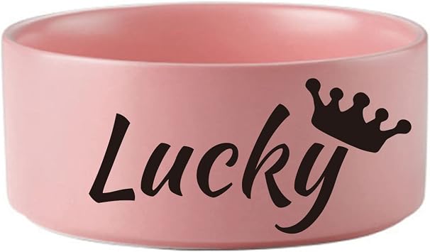 Personalized Ceramic Dog Bowl Custom Pet Name Cat Ceramic Bowl Puppy Dog Feeding Bowl Bottom Non-slip Does Not Overflow Pet Bowl Kitten Puppy Food Feeder Pet Feeding Water Bowl Pink