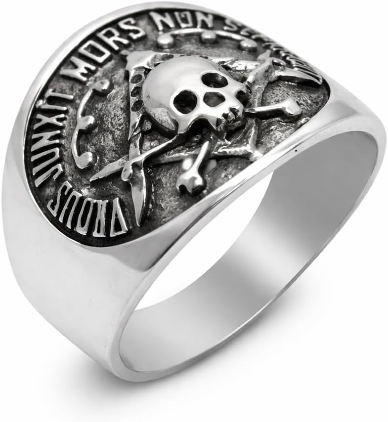 Masonic Skull Ring Sterling Silver 925 Handmade Virtus Junxit Mors Non Separabit