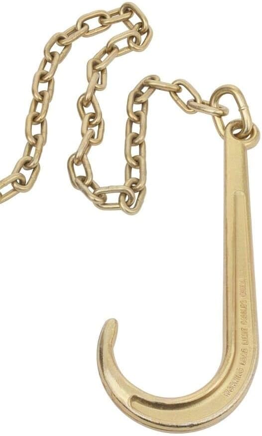 Mytee Products 2 Pack 5/16" x6' Leg G70 15" Long Shank J Hook Tow Chain w/RTJ Cluster Hook & Grab Hook - 4700 lbs WLL Heavy Duty Transport Truck Chain for Car Wrecker Recovery - Towing Equipment