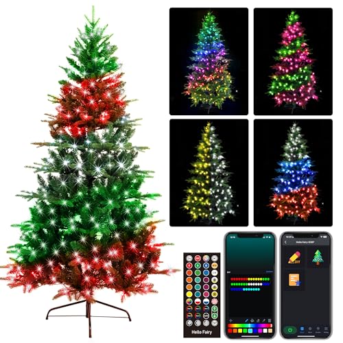 6FT Smart Prelit Christmas Tree DIY Color Changing, Artificial Christmas Tree App Control 100+