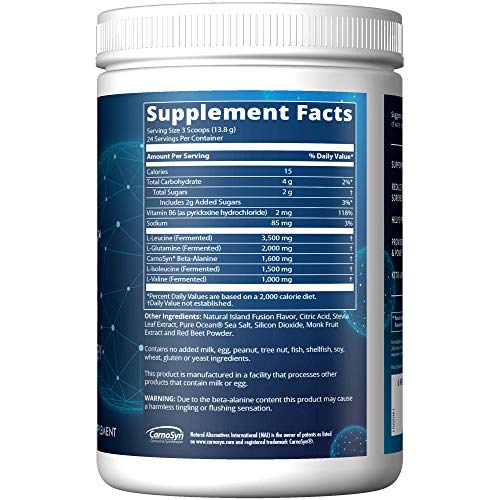 Image of MRM BCAA+G Reload Post-Workout Powder-For Women & Men-BCAA & L'Glutamine with CarnoSyn Beta-Alanine, Amino Acids, Muscle Recovery & Hydration, Keto, Vegan, Gluten Free - 26 Servings, Island Fusion