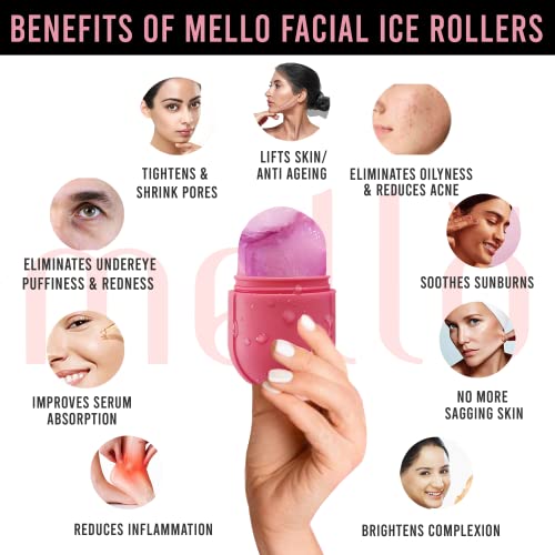 Image of MELLO Ice Roller for Face, Ice Roller for Face Massager, Face Ice Roller to Enhance Skin Glow, Shrink & Tighten Pores, Reusable Facial Ice Roller(Pink)