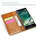 ProCase iPhone 8 Plus 7 Plus Genuine Leather Case, Wallet Folding Flip Case with Kickstand Card Slots Magnetic Closure Protective Cover for Apple iPhone 8 Plus/iPhone 7 Plus -Brown