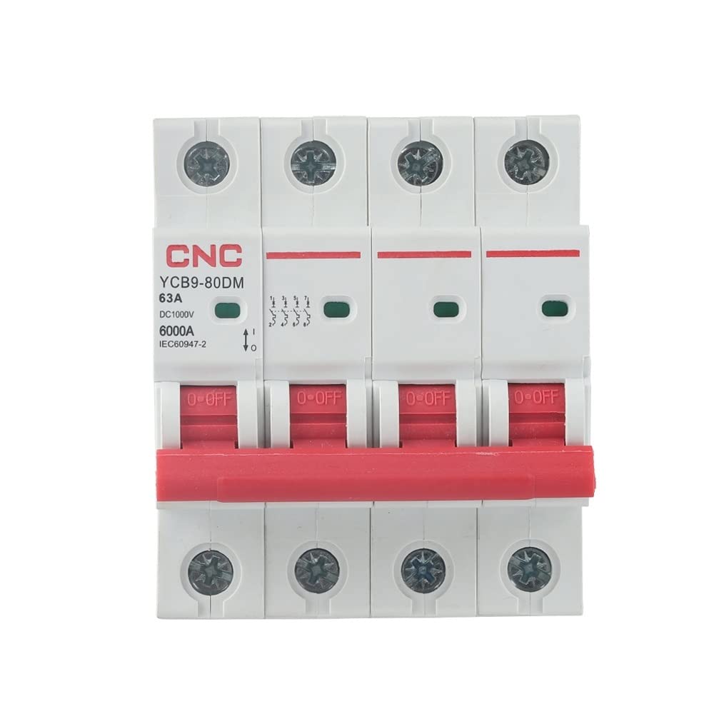 Przełącznik różnicowy, przełącznik magnetoter 4P DC używany do systemu fotowoltaicznego Ochrona bezpieczeństwa 6 kA DC 1000 V (rozmiar: 4, kolor: 50A)