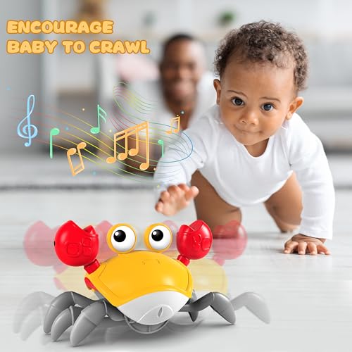 image for ZHVV Crawling Crab Baby Toy, Tummy Time Toys, Sensing Interactive Walk
