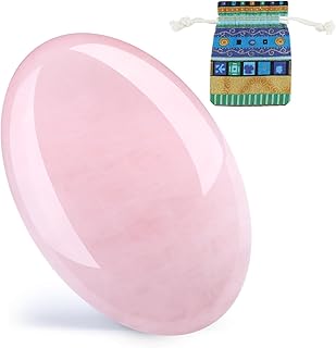 DUQGUHO Rose Quartz Crystal Palm Stone 2.4'' Pink Crystals Natural Healing Crystal Worry Stone Energy Balancing Polished Stones Blessing Gifts Boho Pocket Stone 1PCS
