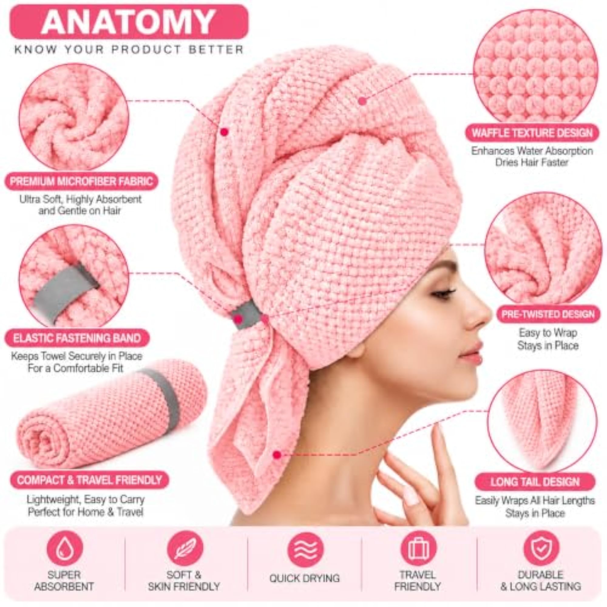 Extra Microfiber Hair Towel Wrap for Quick Drying