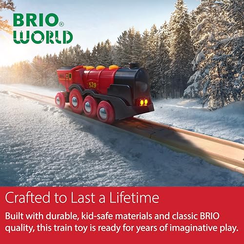 BRIO World Mighty Red Action Locomotive - Battery-operated Toy Train for Wooden Track - Motorized Train with Light & Sound - Compatible with All BRIO Railway Sets - Interactive Play - Kids Ages 3 & Up - image 9