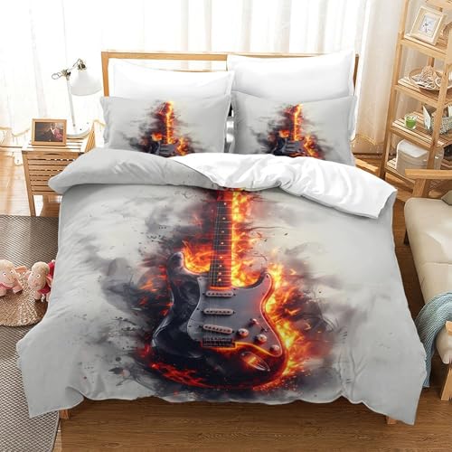 Guitare électrique drap de couette microfibre inaltérable fermeture éclair cachée 2 taies - 3
