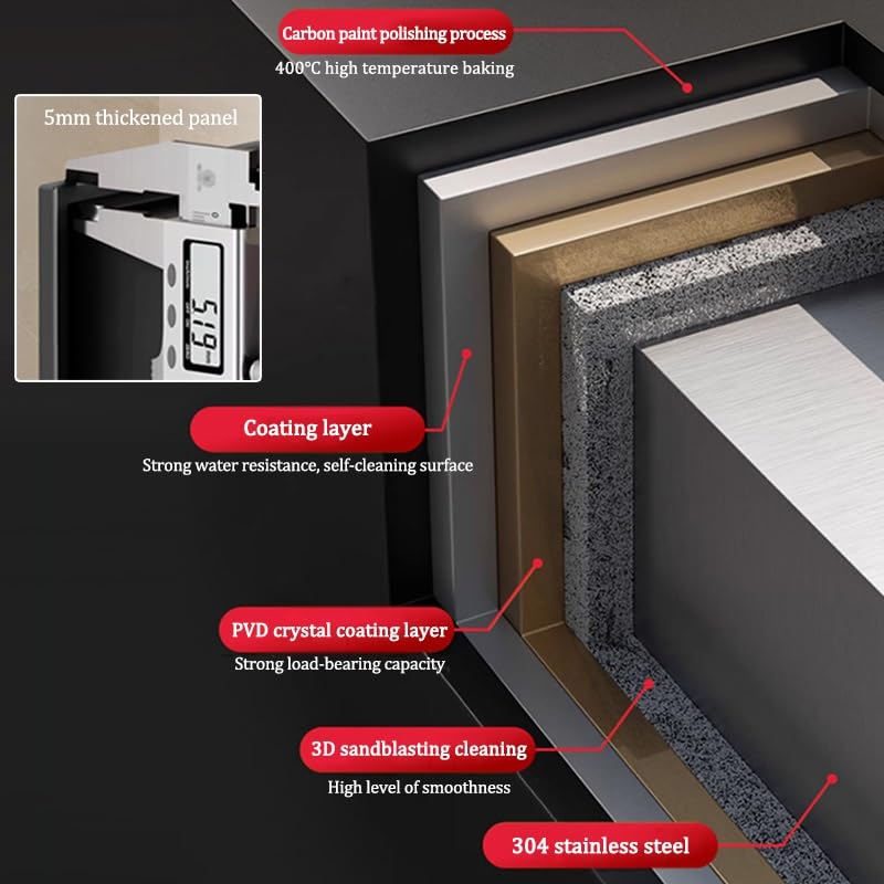 Generico Mensola da Doccia Moderna a Incasso in Acciaio Inox con Cestino per i rifiuti - Doppio ripiano Impermeabile per riporre Oggetti in Bagno, Grigio 70x28x13,5 cm, Ideale per bagni Moderni