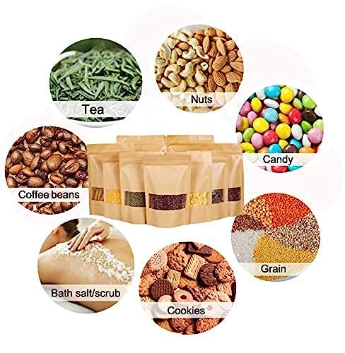 Image of Esko Stand Up Ziplock Pouch - Reusable, Airtight Kraft Paper Storage Pouch (Brown) | 120X200 (Pack Of 100) - 12 Cm, 20 Cm