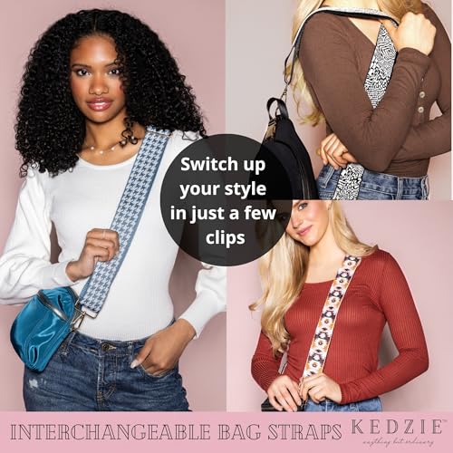 Image of KEDZIE Embroidered Interchangeable Bag Straps Adjustable Length 55 inch Handbag Purse 2-inch Wide Guitar Style Crossbody Strap