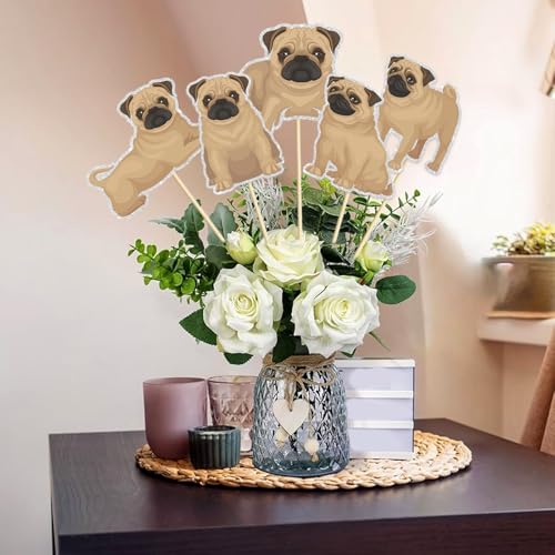 Image of Dog Centerpiece Sticks,Puppy Table Toppers,Puppy Pet Theme Baby Shower Birthday Party Decorations,Pug Adoption Pet Birthday Party Decoration Supplies. Set of 15