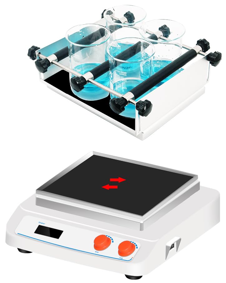 Orbital Rotator Lab Orbital Shaker Reciprocate Shaker Mixing Equipment with Adjustable Tray Amplitude 8MM DC Brushless Motor Speed Range 60 to 500rpm LCD Speed Display