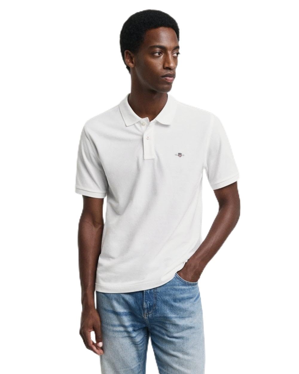 Gant Men's White Reg Emb Archive Shield Polo Shirt, Extra Large
