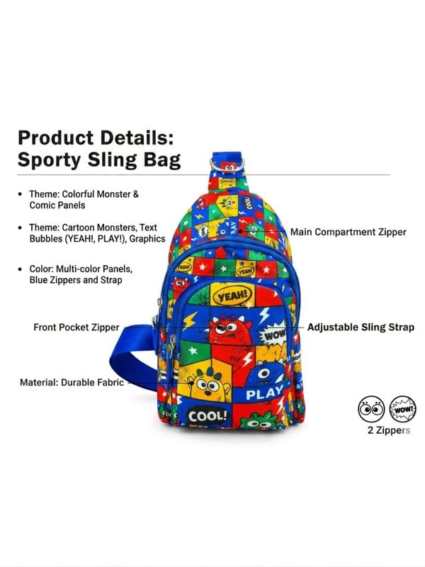 Image of Kizzi Print Colourful Cross body Bags for Boys and Girls Kids School, Picnic, Return Gifts