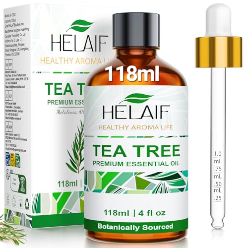 HELAIF Teebaumöl Ätherisches Öl 100% Naturrein 118mL Tea Tree Oil aus Melaleuca Alternifolia Für Haut, Haare, Aromatherapie, Nagel & DIY