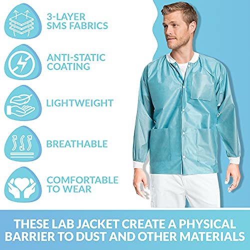 ValuMax 3530TE4XL Easy Breathe Cool and Strong, No-Wrinkle, Professional Disposable SMS Hip Length Jacket, Teal, 4XL, Pack of 104