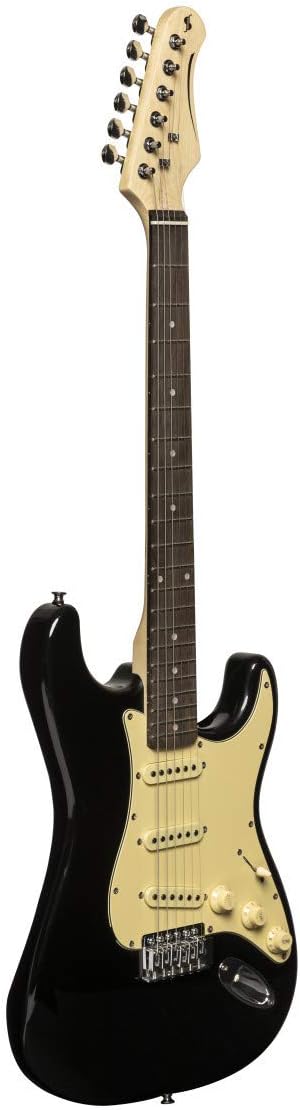 Stagg 6 String Solid-Body Electric Guitar, Right, Black, Full (SES-30 BK)