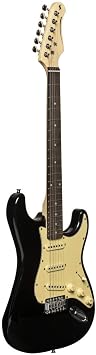 Stagg 6 String Solid-Body Electric Guitar, Right, Black, Full SES-30 BK