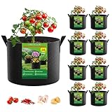 FEED GARDEN 10 Gallon Grow Bags 8 Pack – 300G Thickened Fabric Plant Pots with Reinforced Handles, Breathable Drainage Planters for Vegetables, Tomatoes, Herbs, Indoor & Outdoor Gardening