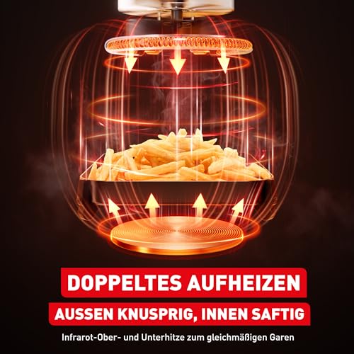 Tefal Easy Fry Infrared Heißluftfritteuse, 7 L Fassungsvermögen, Infra-Heat-Technologie, doppelte Heizelemente, 8 voreingestellte Programme, LED-Sichtfenster, bis zu 8 Portionen, Dunkelgrau, EY832HE0 6