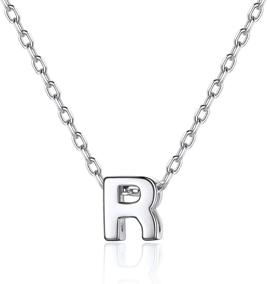 Silvora Sterling Silver Initial Letter Necklace, S925/Gold Personalized Alphabet A-Z Dainty Pendants Minimalism Jewelry for Women Girls, Love Gifts for Her (Send Gift Box)