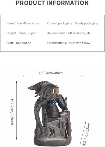 Miniatura 5 de Quemador de incienso de dragón con alas de arena morada, creativo, castillo de cerámica, reflujo, soporte de incienso de humo, decoración para