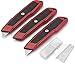 Fixson Retractable Utility Knife (3 PACK) Box Cutter with Rubber Handle Grip and 3 Position Locking Blade - Perfect 6 In Metal Hobby Knife for Projects and Cutting (10 EXTRA BLADES INCLUDED)