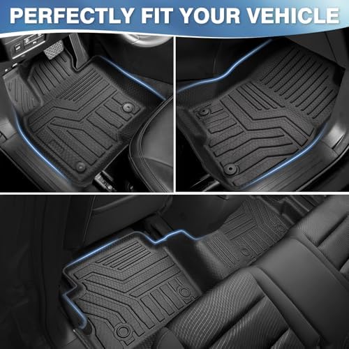 FIILINES 3D All Weather Floor Mats for Mazda CX-5 2017-2025, 1st & 2nd Row Waterproof Anti-Slip TPE Floor Liners Black — view 2