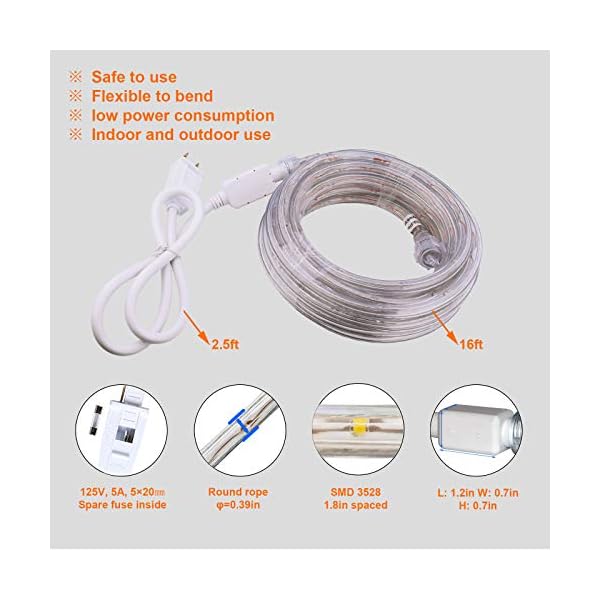 Areful rope lights, waterproof connectable strip tube lighting, indoor outdoor mood lighting for home christmas holiday garden patio party decoration - image 4