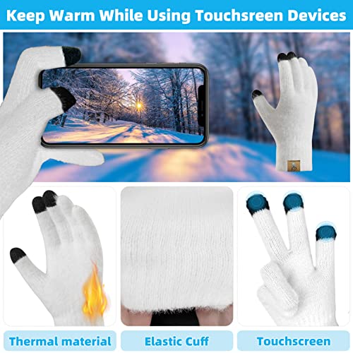 INSISMY Mütze Schal Set und Handschuhe für Damen Beanie Mütze Winter mit Fleecefutter and Touchscreen Handschuhe Langer Schal 3 in 1 Set