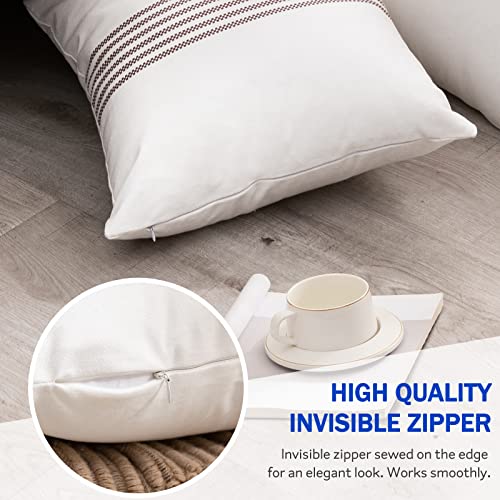 Ycoll Farmhouse Pillow Covers 18X18, Boho Throw Pillow Covers Set Of 2, Gray Striped Linen Decorative Pillows Cushion Covers For Couch Sofa Bedroom #TOP2