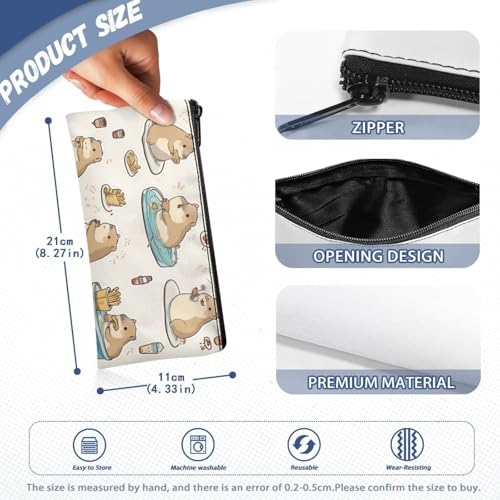 Image of Capybara Pencil Case for School Lightweight Pen Holder for Toddler Kindergarten Wear Resistant Pencil Pouch with Zipper Closure Girls Kawaii Pen Organizer