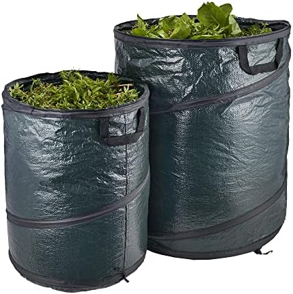 Set of 2 Pop-Up Garden Bags - Garden Waste, Refuse Rubbish, Bags With Handles (157L)