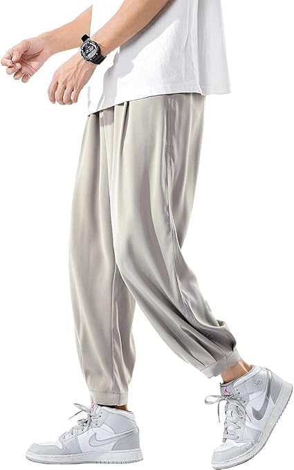 Amazon サルエルパンツ メンズ テーパード パンツ 接触冷感 ライトグレー 4xl ロングパンツ 通販