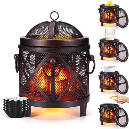 Elektrische Duftlampe, 4 in 1 Kamin Duftlampen für Duftwachs,Kerze,Duftöl, Elektrische Duftlampe für Wachs mit 5 Wachs Schmelze Wärmer Liner,Elektrisch Wachswärmer Aroma Diffuser Teelicht Duftöl Lampe