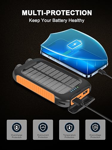 Image of 𝟮𝟬𝟮4 𝙐𝙥𝙜𝙧𝙖𝙙𝙚 Solar-Charger-Power-Bank-38800mAh Waterproof Portable Solar Phone Charger with LED Flashlight /USB C Fast Charge External Battery Pack Compatible for Outdoor, Camping, Travel