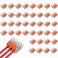 RDTOK 40 Stück Kabelverbinder 3 Polig, Lüsterklemmen Steckbar, Kabelklemmen Elektro (0,14-4 mm²), Verbindungsklemmen mit Betätigungshebel, 32A 450V, für Elektroinstallation & Hausverkabelung