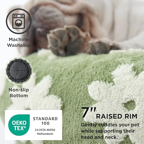 LE SURE Shown on TV Small Dog and Cat Bed - Round Calming Beds as Present for Pets, Cute Modern Home Decor with Jacquard Shaggy Plush & Anti-Slip Bottom, 23 Inch, Green - Image 4