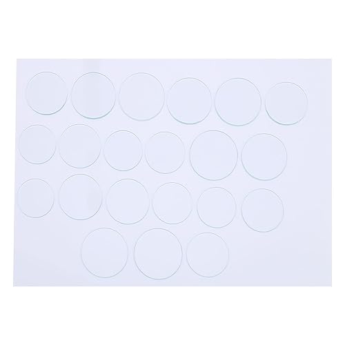 Lentes de vidrio para reloj, 21 piezas de 1.378-1.772 in, redondas, planas, juego de lentes de cristal de cristal, grosor suave, 0.069 pulgadas,