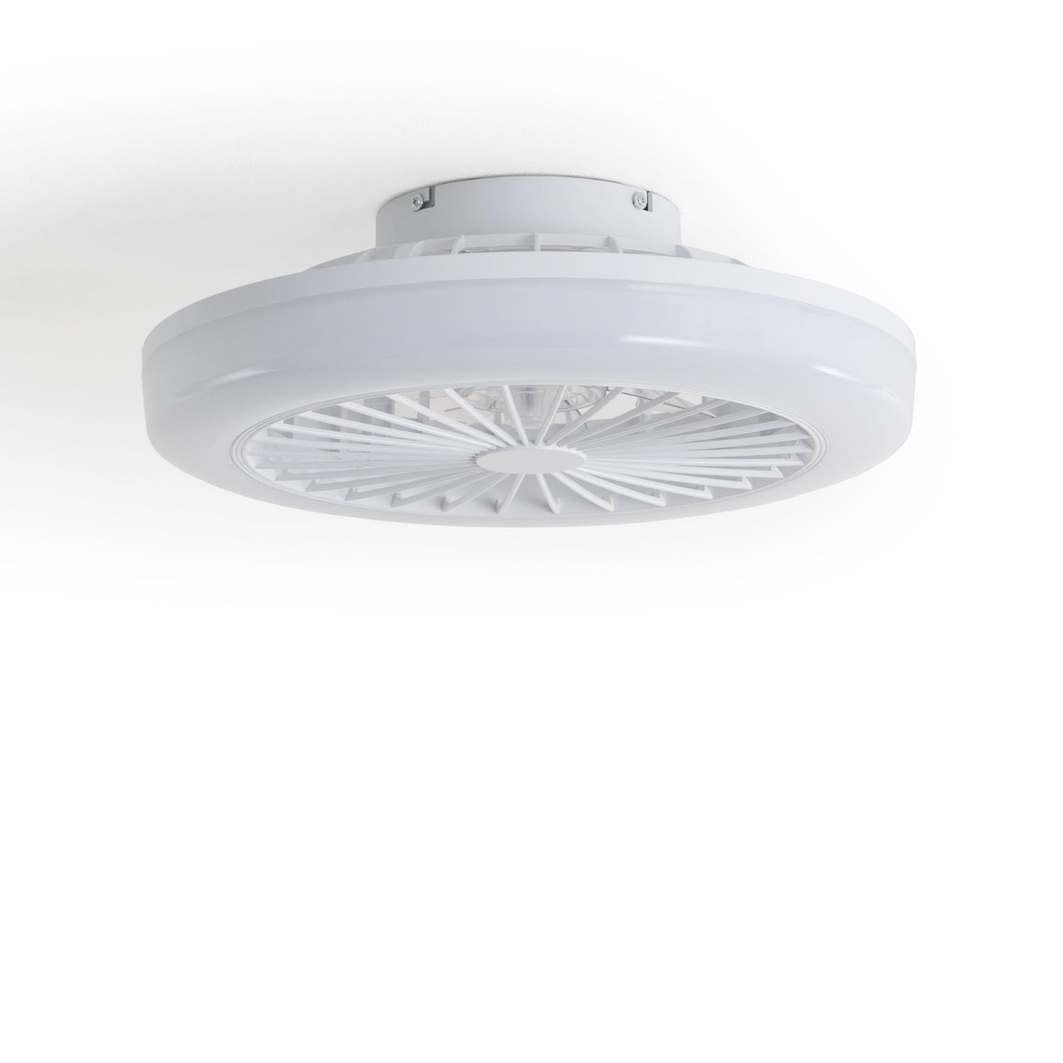 LEDKIA LIGHTING Ventilador de Techo Angin Tipo Plafón Blanco con Luz LED CCT 1920 lm, Motor DC 15W Silencioso y Eficiente, Aspas Ocultas, 6 Velocidades, Mando a Distancia, ideal para estancia mediana