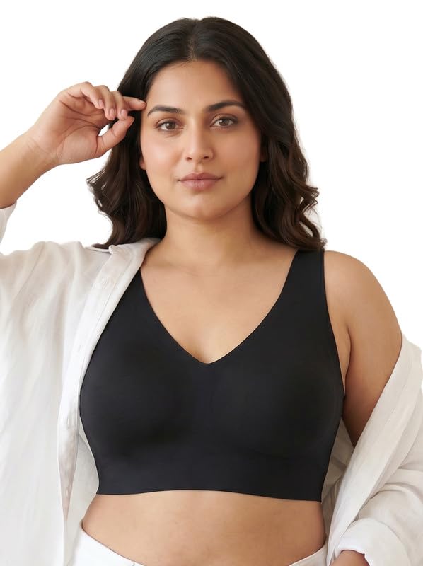 Women's Cotton Non-Padded Plus-Size Full Coverage Bonded Bra | Hidden Concealer Cups | Broad Shoulder Straps | Seamless | Elastic-Free Bottom Band | No Marks, No Digging | Pack of 1-picture-18