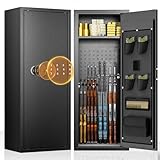 INTERGREAT 10-15 Large Rifle Gun Safe, Long Gun safes for Home and Pistols, Quick Access Rifle Gun Cabinet with Multifunction Lock for Home, Quick Access, Heavy Duty, Pockets