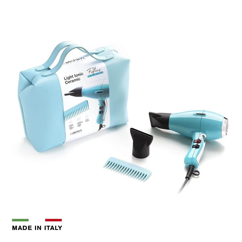 Phon per capelli Elchim Light Fifties Edition | Asciugacapelli Professionale Made in Italy | Leggero Potente e Silenzioso | Basso Consumo Energetico | Sistema Ionic e Ceramic | Asciugatura Rapida