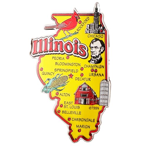 Imán Decorativo Estado Illinois 2.6x4.4 pulgadas