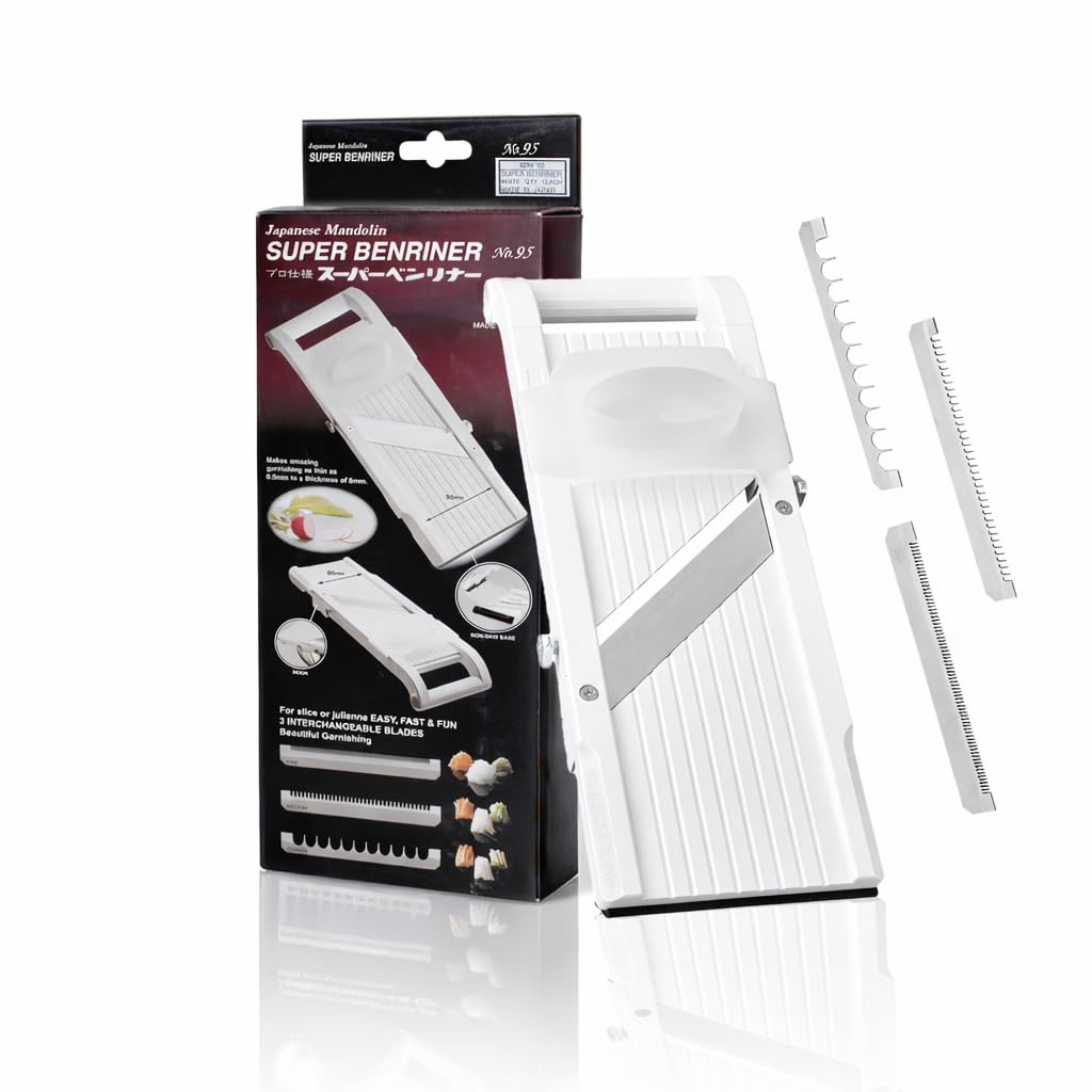 Mandoline Super Slicer, with 4 Japanese Stainless Steel Blades, BPA Free, 14.5 x 5.25-Inches, New Model