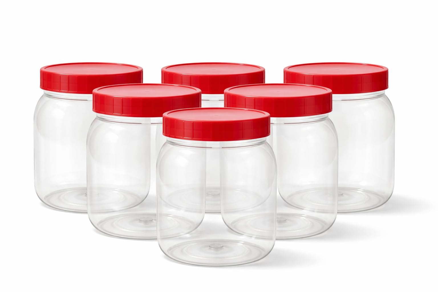 QUANTA Plastic Jars with Lids – Clear Storage Containers – Airtight, Stackable, BPA-Free Container Jar for Spices, Sweets, Crafts, Dog Treats – Reusable & Durable (6, Clear/Transparent, 750ml)