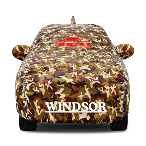Image of Waterproof Car Cover for MG Windsor | Dustproof, UV & Scratch Resistant Soft Cotton Lining | Triple Stitched, Mirror Pockets & Elastic Hem | Jungle