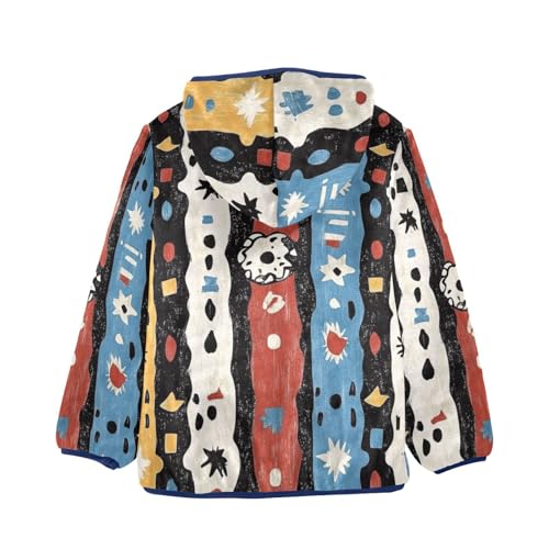 Boho Pattern Girls Fleece Jacket Girls Fall Jacket Girls Zip Up Hoodie Girls Sherpa Jacket 2-10T2